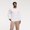 Men's Long Sleeve Curved Hem T-Shirt | White