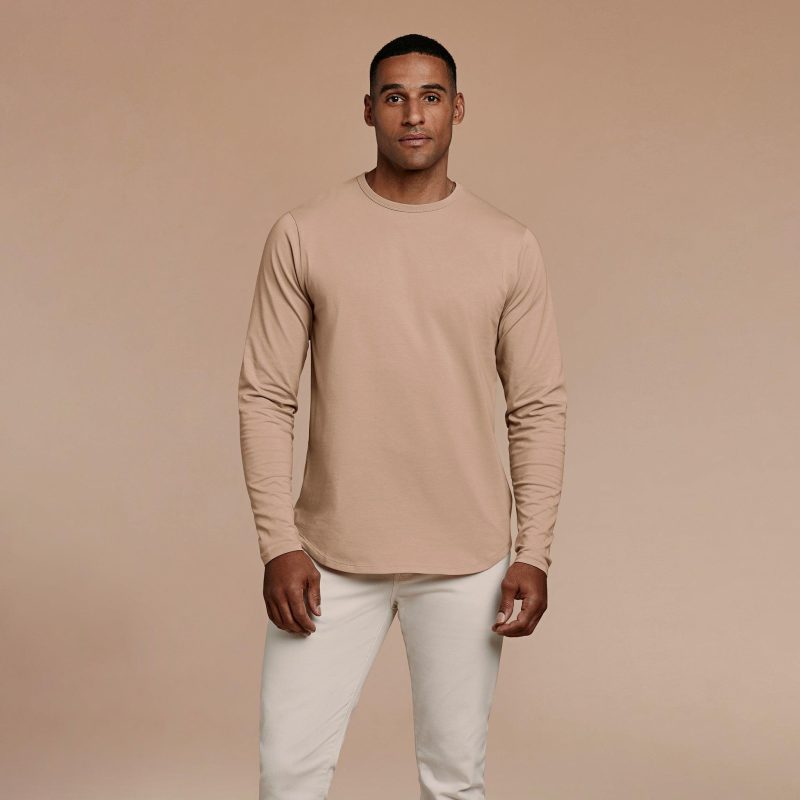 NUD020 M002 Men s Long Sleeve Curved Hem Sand Sand A