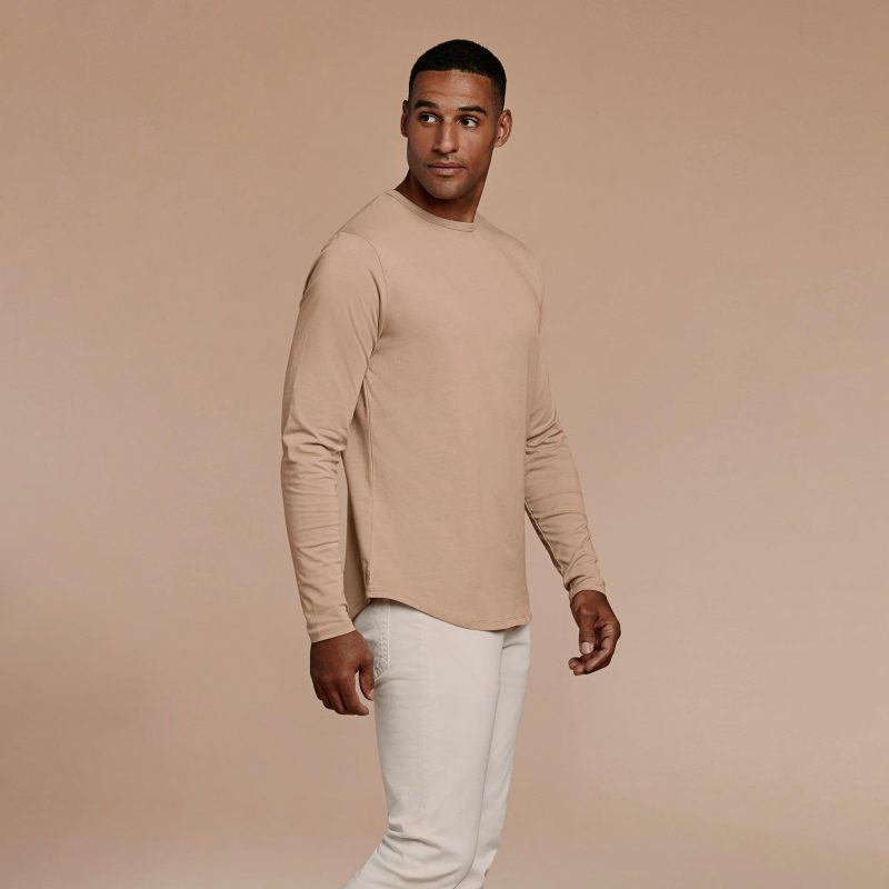 NUD020 M002 Men s Long Sleeve Curved Hem Sand Sand C