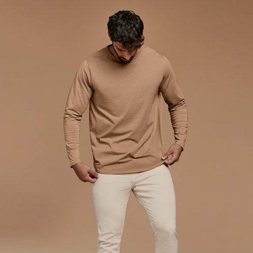 NUD021 M002 Men s Long Sleeve Curved Hem Cinnamon Cinnamon D