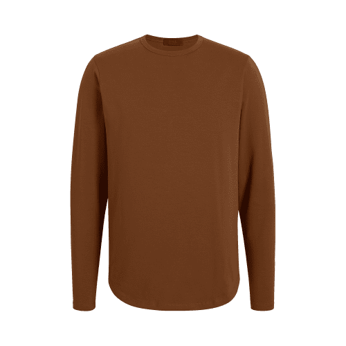 NUD022 M002 Men s Long Sleeve Curved Hem Chocolate Chocolate Gcopy