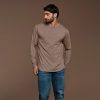 Men's Long Sleeve Curved Hem T-Shirt | Mocha