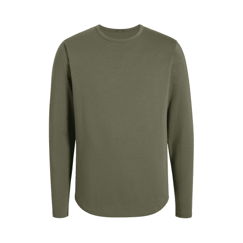 NUD026 M002 Men s Long Sleeve Curved Hem Dark Olive Dark Olive Gcopy