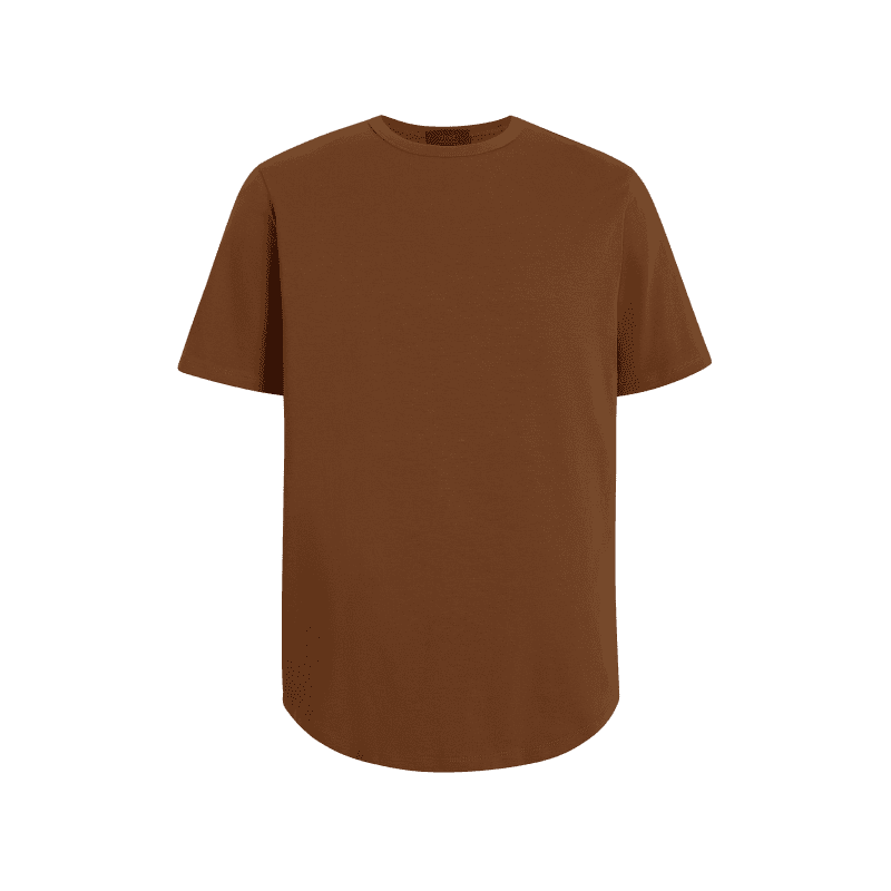 NUD031 M003 Men s Short Sleeve Curved Hem Chocolate Chocolate Gcopy