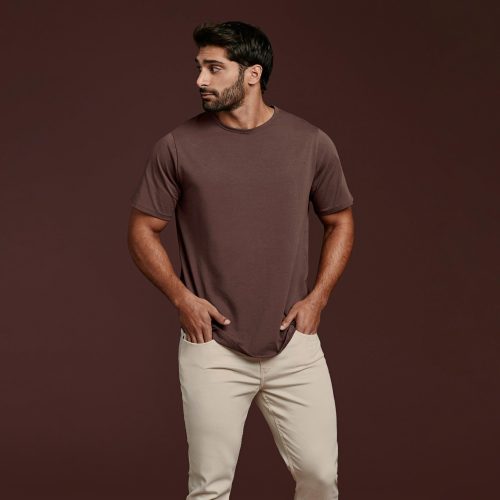 NUD032 M003 Men s Short Sleeve Curved Hem Coffee Coffee A fb3dd0eb 815c 4e1d b8bb b2d7cf50f9e9