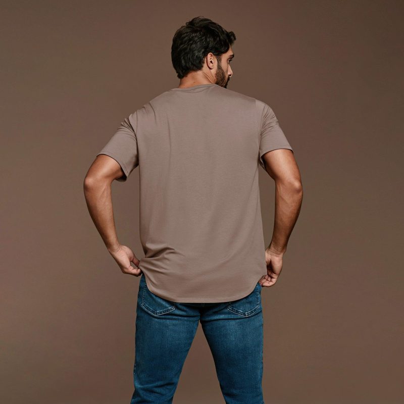 NUD034 M003 Men s Short Sleeve Curved Hem Mocha Mocha B