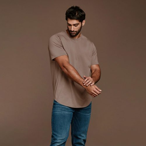 NUD034 M003 Men s Short Sleeve Curved Hem Mocha Mocha D