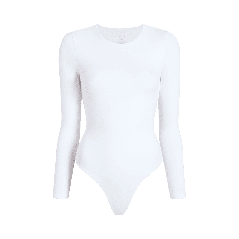 NUD058 W004 Women s Crew Neck Bodysuit Ls White White Gcopy