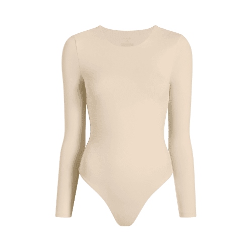 NUD059 W004 Women s Crew Neck Bodysuit Ls Bone Bone Gcopy