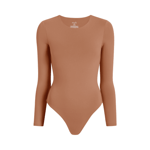 NUD062 W004 Women s Crew Neck Bodysuit Ls Clay Clay Gcopy