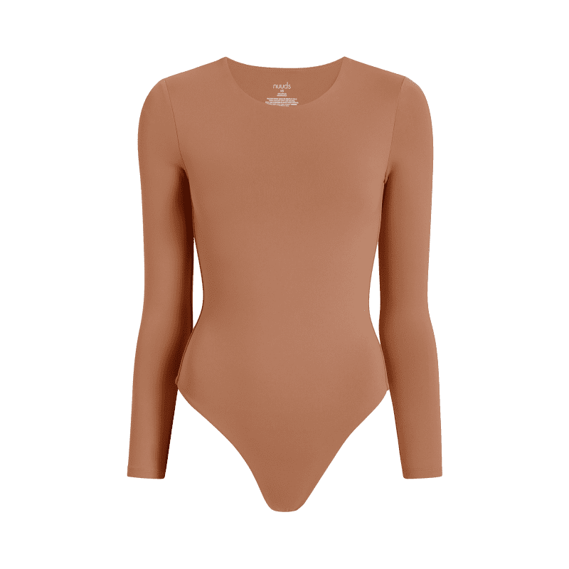 NUD062 W004 Women s Crew Neck Bodysuit Ls Clay Clay Gcopy