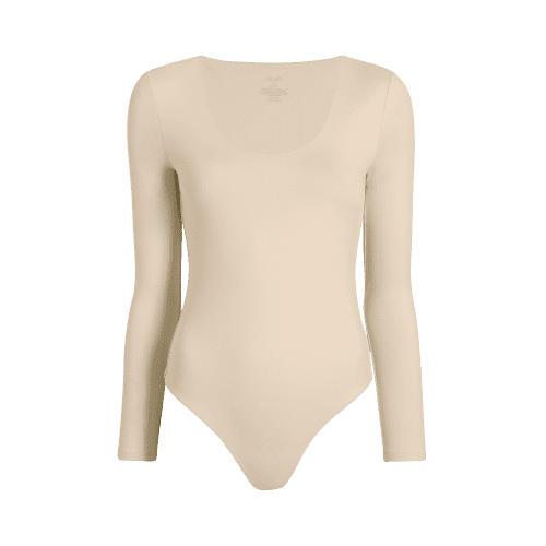 NUD078 W007 Women s Scoop Neck Bodysuit Ls Bone Bone Gcopy