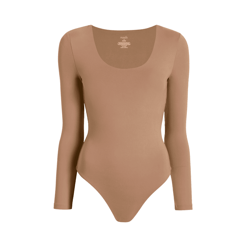 NUD080 W007 Women s Scoop Neck Bodysuit Ls Cinnamon Cinnamon Gcopy