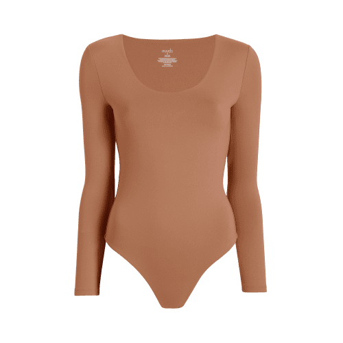 NUD081 W007 Women s Scoop Neck Bodysuit Ls Clay Clay Gcopy