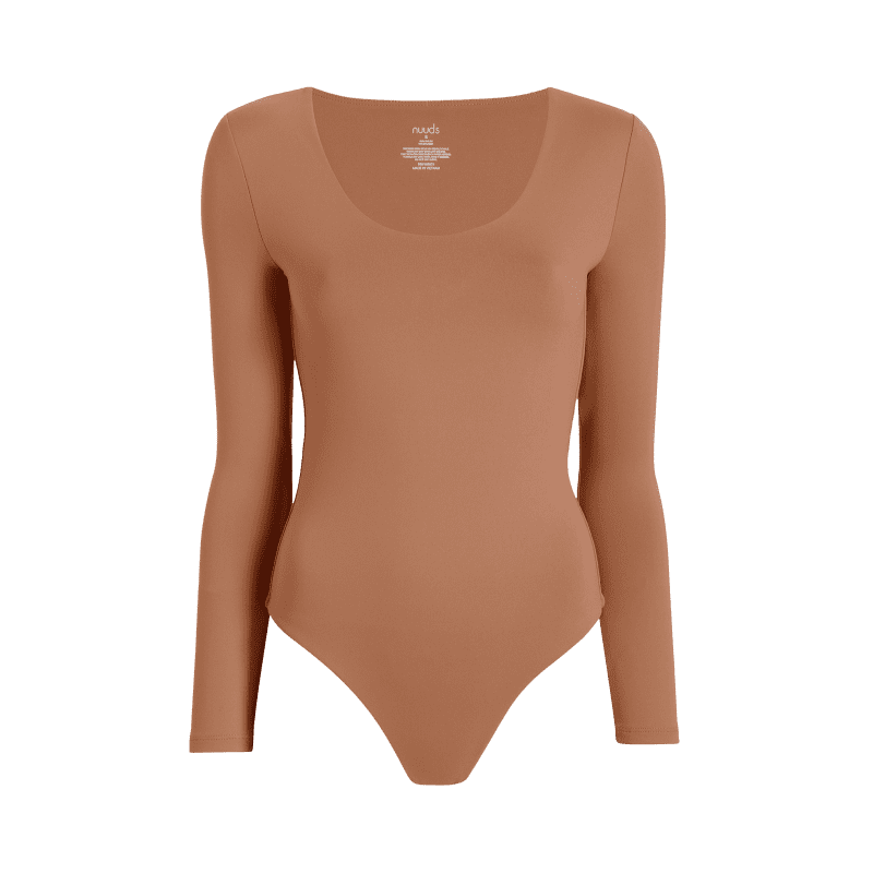 NUD081 W007 Women s Scoop Neck Bodysuit Ls Clay Clay Gcopy