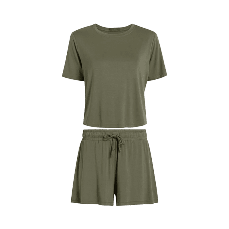 NUD091 W010 SET Women s Pajama Set Dark Olive