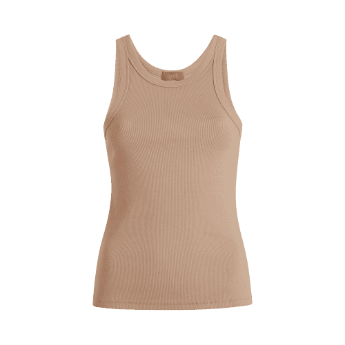 NUD095 W011 Women s Essential Rib Tank Top Sand Sand Gcopy