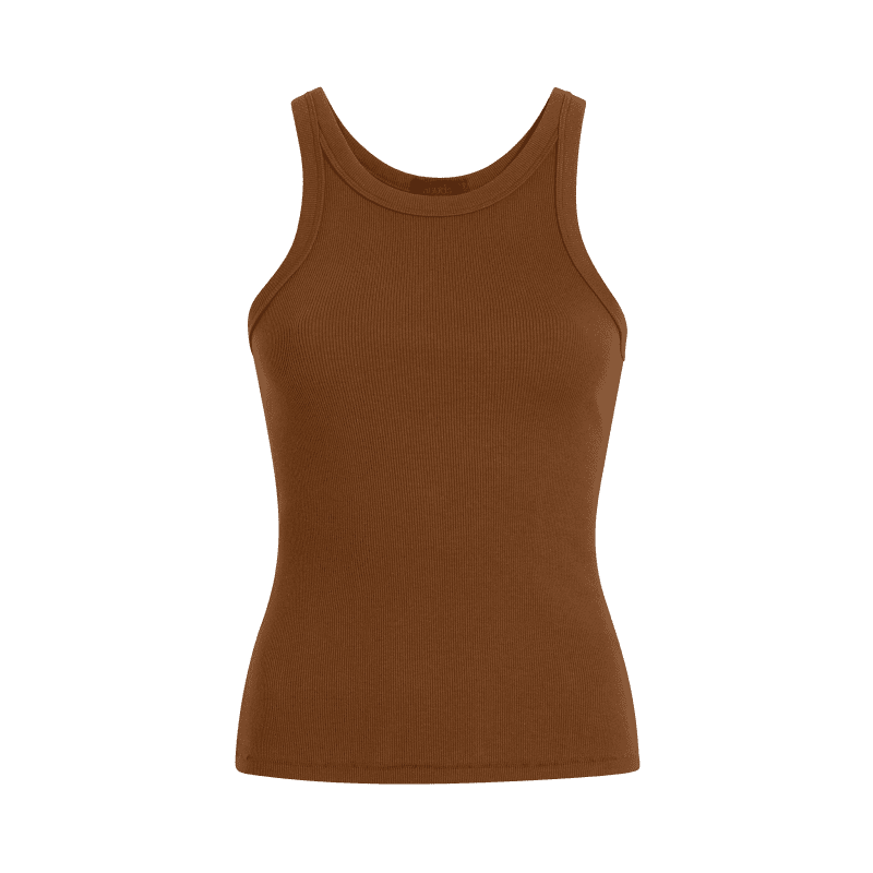 NUD096 W011 Women s Essential Rib Tank Top Chocolate Chocolate Gcopy