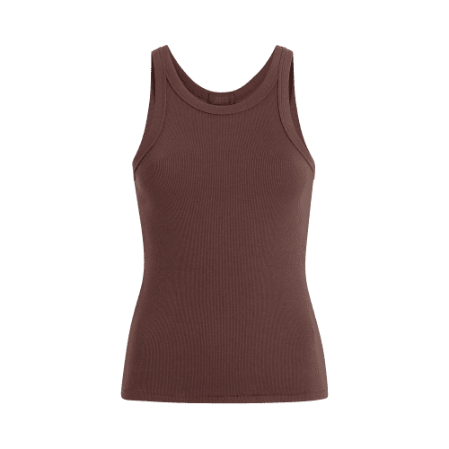 NUD097 W011 Women s Essential Rib Tank Top Coffee Coffee Gcopy