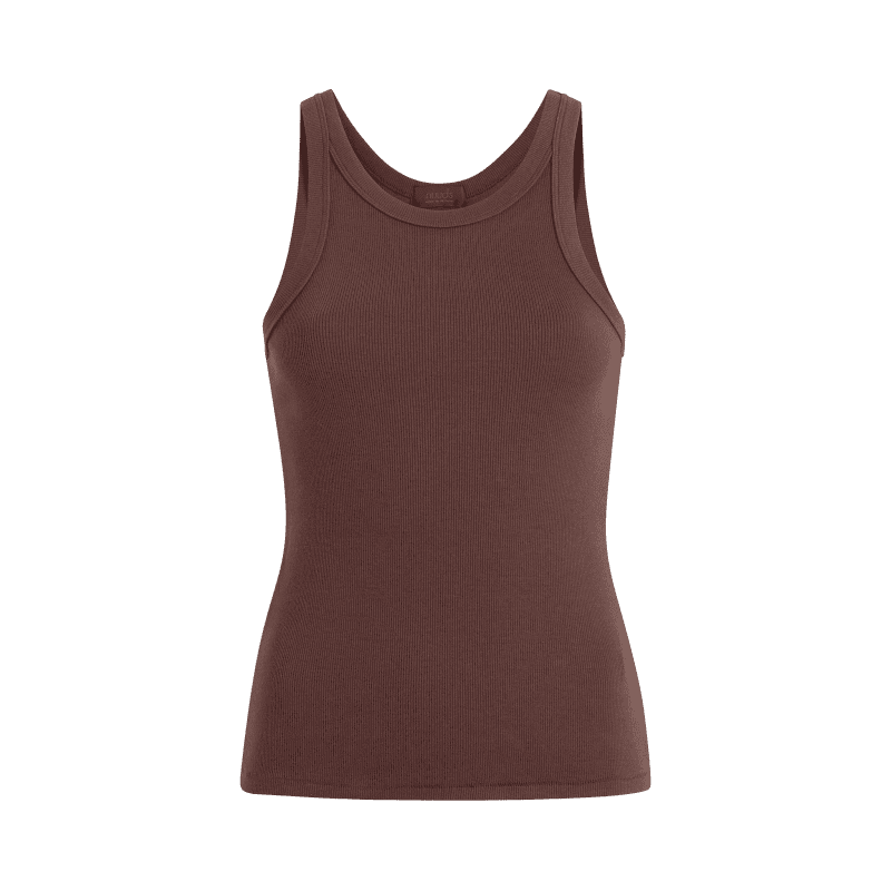 NUD097 W011 Women s Essential Rib Tank Top Coffee Coffee Gcopy