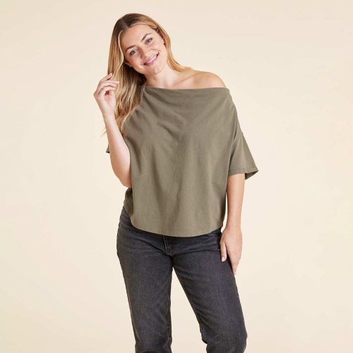 NUD1008 W 028 OFF THE SHOULDER TSHIRT OLIVE OF Front Crop 1 45dc867c a8e5 49cc 8ce6 d7c172b90bfa