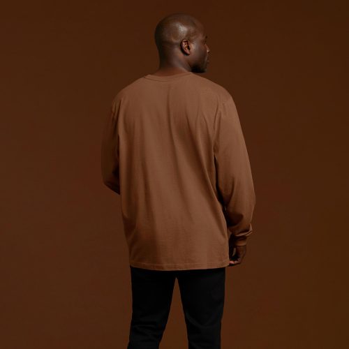 NUD292 M 005 Unisex Long Sleeve Crewneck Chocolate Back Crop