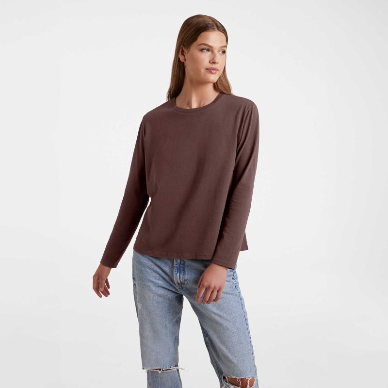 NUD386 unknown style code W 051EverydayLongsleeveShirt Coffee OM Front Crop 1