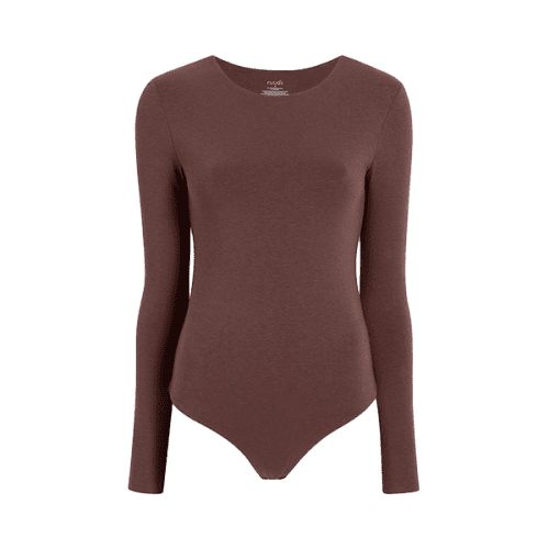 NUD432 unknown style code W 110 Cotton Jersey Longsleeve Crew Neck Bodysuit Coffee GH Front cc98672a 62d1 4de2 a197 63248475b3f7