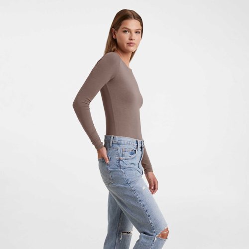 NUD434 unknown style code W 110CottonJerseyLongsleeveCrewNeckBodysuit Mocha OM Side Crop 1