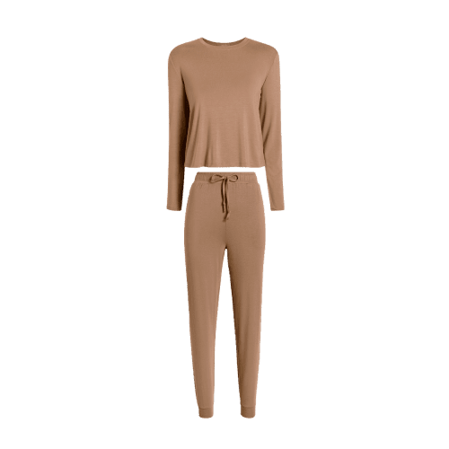 NUD447 unknown style code WS 054 055 Pajama Jogger Top Bottom Cinnamon GH Front