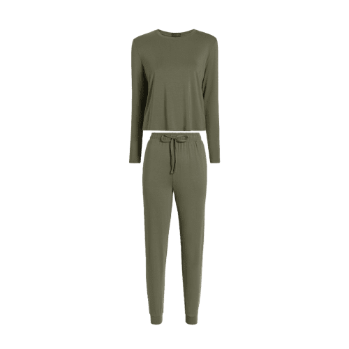 NUD454 unknown style code WS 054 055PajamaJoggerBottom Top DarkOlive GH Front