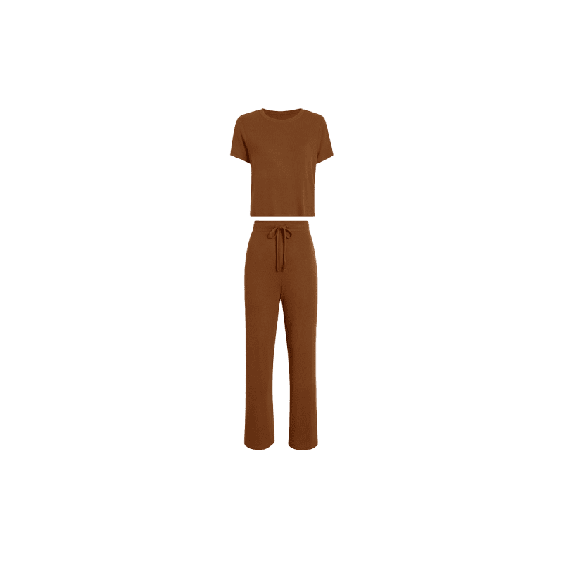 NUD474 unknown style code WS 074 075 Ribbed Pajamas Chocolate GH Front