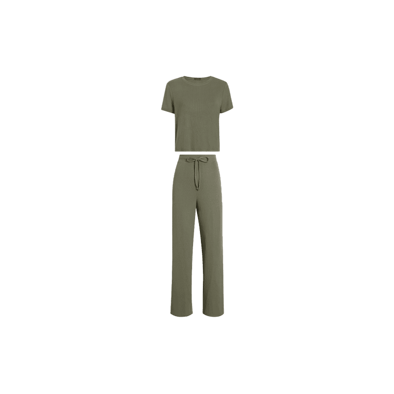 NUD477 unknown style code WS 074 075 Ribbed Pajamas Dark Olive GH Front