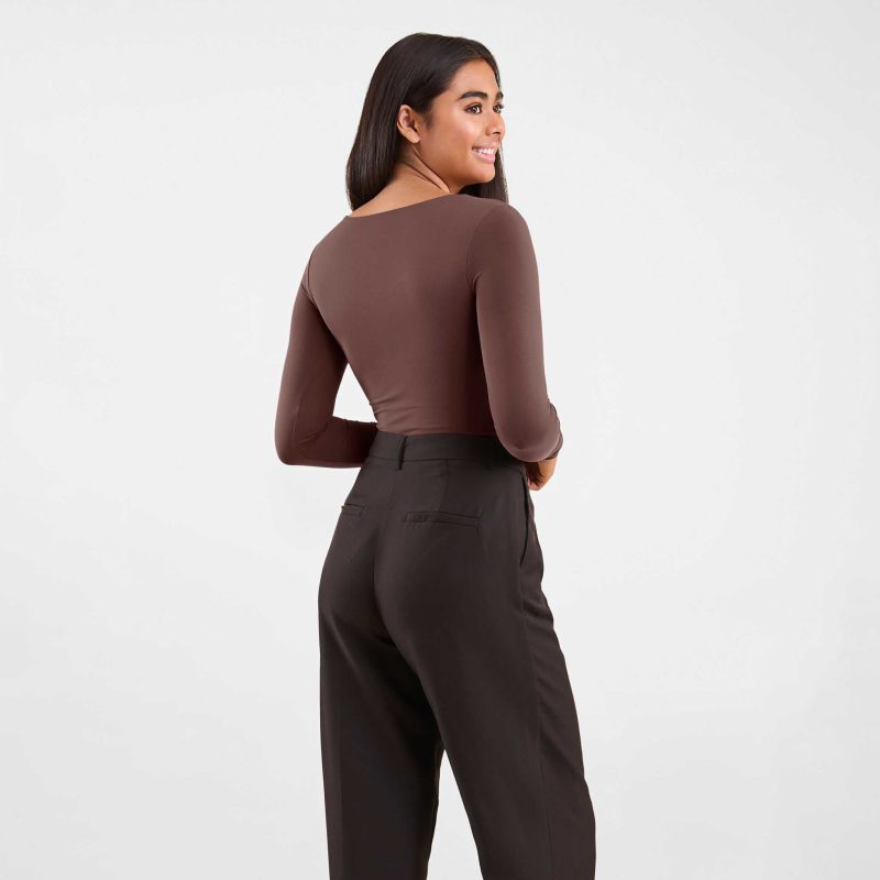 NUD526 W 008 SquareNeckBodysuit Coffee OF Back Crop 1