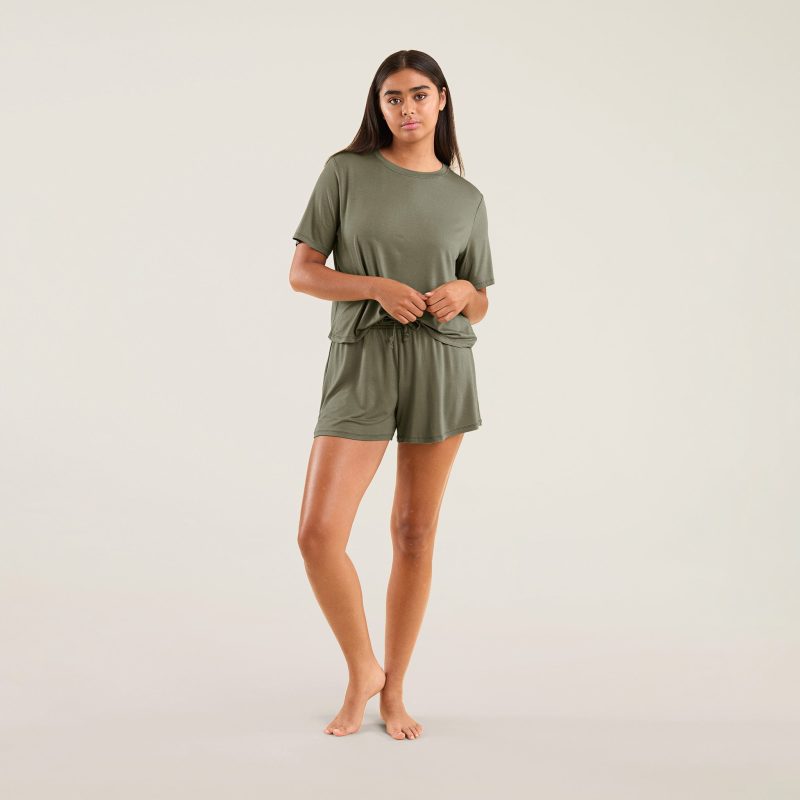 NUD553 WS 010 017 Pajama Shorts Set Dark Olive OF Full Front 1 077ef488 b77e 4292 a6d6 d7bc665fb80e