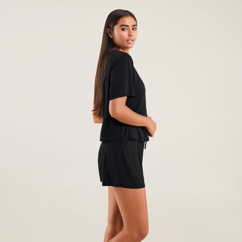 NUD555 WS 010 017 Pajama Shorts Set Black OF Side Crop 1