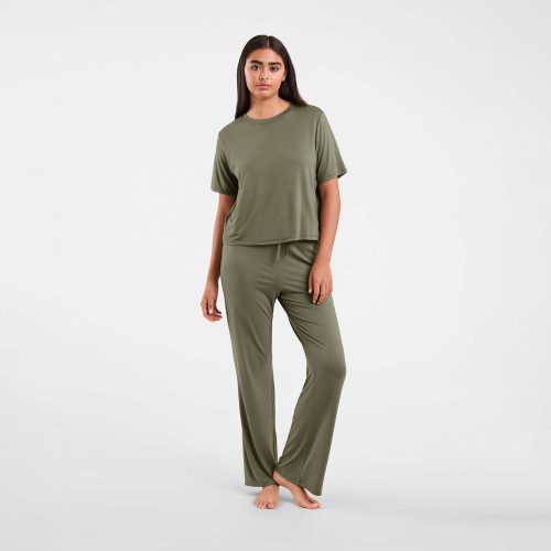 NUD560 WS 010 018 Pajama Set Dark Olive OF Full Front 1