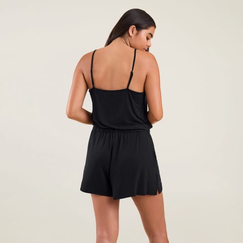 NUD575 W 053 Sleep Romper Black OF Back Crop 1