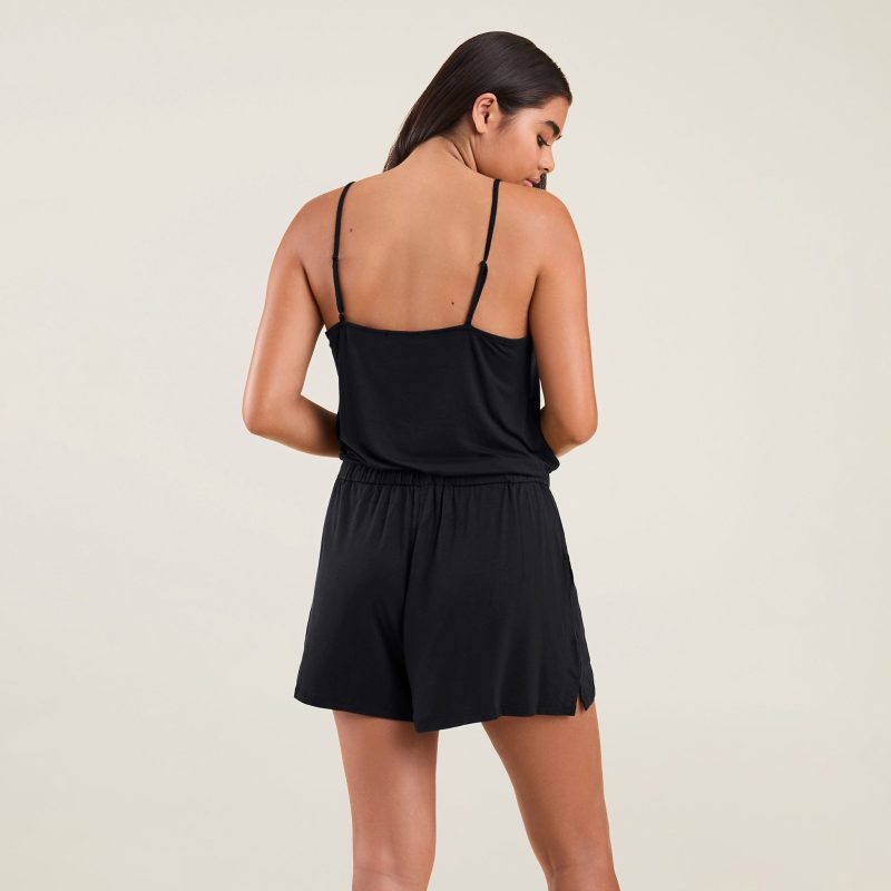 NUD575 W 053 Sleep Romper Black OF Back Crop 1