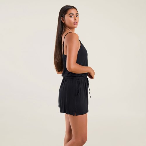 NUD575 W 053 Sleep Romper Black OF Side Crop 1