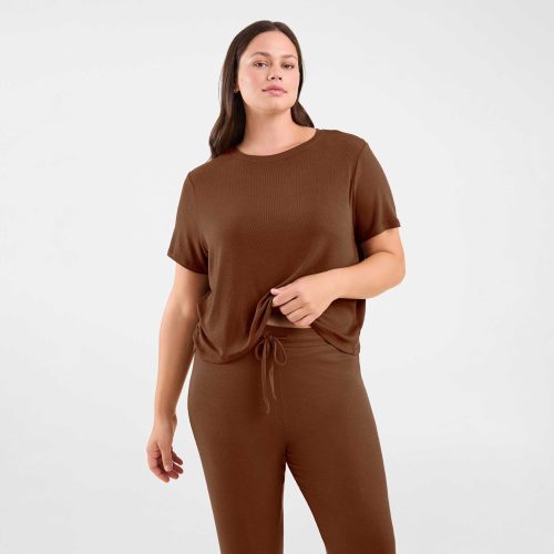 NUD592 WS 074 075 Ribbed Pajama Set Chocolate OF Alt Crop 1