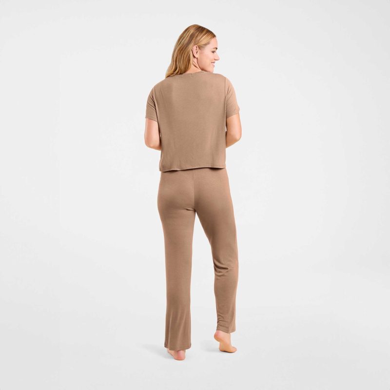 NUD593 WS 074 075 Ribbed Pajama Set Cinnamon OF Back Crop 1