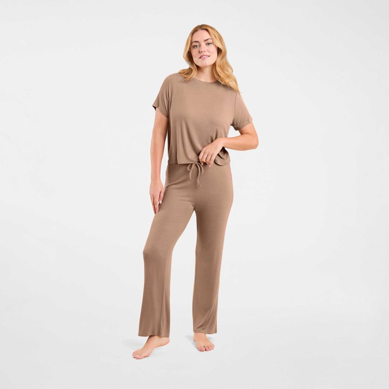 NUD593 WS 074 075 Ribbed Pajama Set Cinnamon OF Front Crop 1