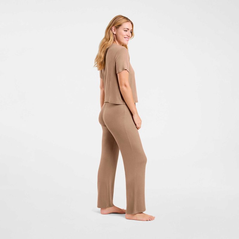 NUD593 WS 074 075 Ribbed Pajama Set Cinnamon OF Side Crop 1