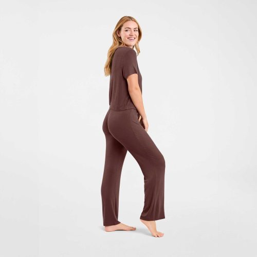 NUD594 WS 074 075 Ribbed Pajama Set Coffee OF Side Crop 1