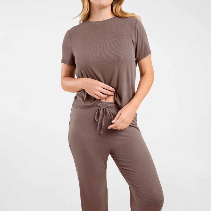 NUD596 WS 074 075 Ribbed Pajama Set Mocha OF Alt Crop 1