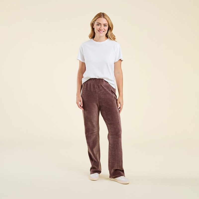 NUD673 W 061 Textured Wide Leg Pant Coffee OF Full Front 1