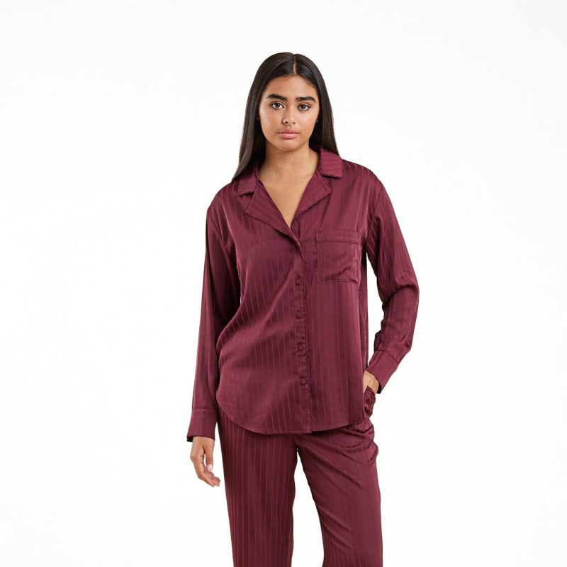 NUD679 WS 081 082 Satin Pajama Set Merlot OF Front Crop 1 6ee75c6f 7ab4 438a 91b0 3fe071bb2a3a