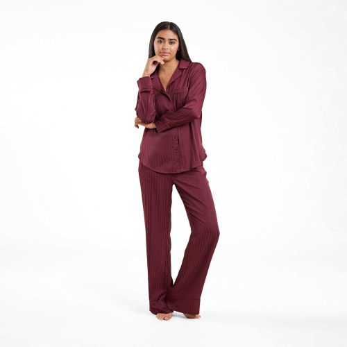 NUD679 WS 081 082 Satin Pajama Set Merlot OF Full Front 1 f4f732b6 ca54 4e91 af05 1f450e6f4b7c