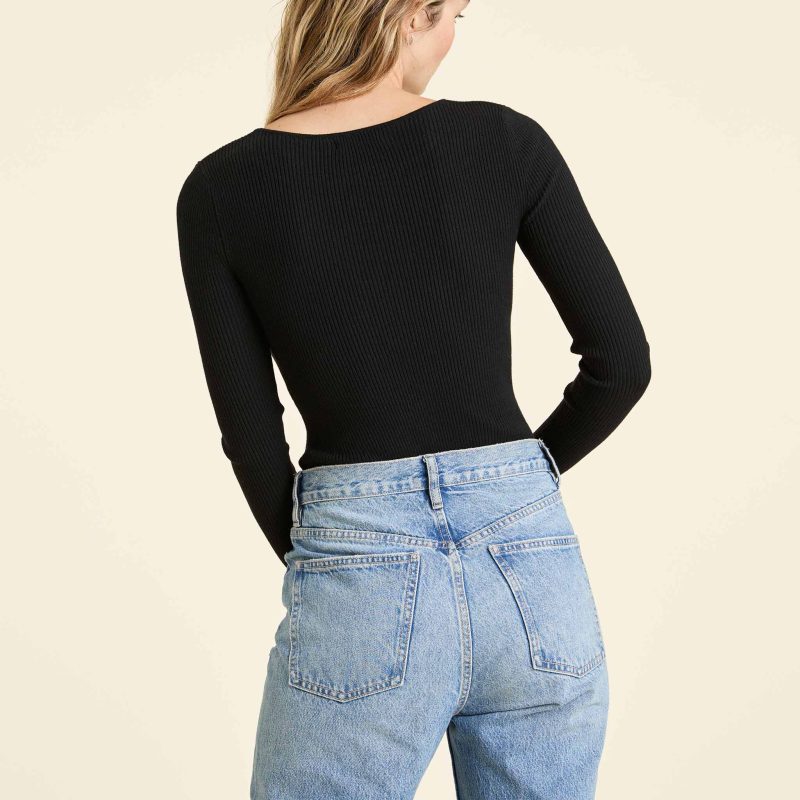 NUD705 W 073 Sweater Bodysuit black sweater OM Back Crop 1